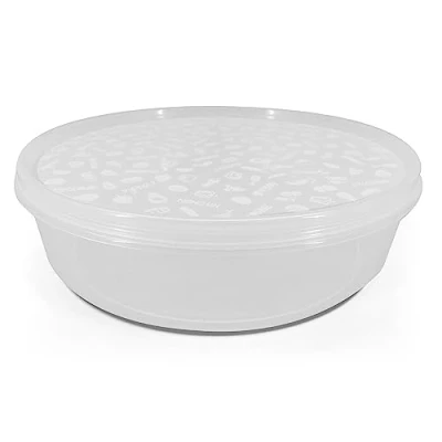 Imagen de TIENDA EURASIA Fiambrera Redonda con Tapa, Plástico Transparente (PP), Libre de BPA, 2L, 23 cm ancho x 6 alto, Reutilizable, Almacenaje, Alimentación