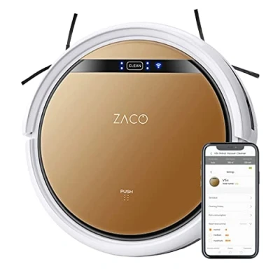 Imagen de ZACO Robot aspirador y fregasuelos V5x con WiFi, Alexa, Google, App, Aspiradora fregadora 2en1 para suelos duros, madera, parquet alfombras, Robots aspiradores perros pelos de mascotas