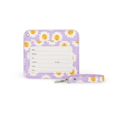 Imagen de Legami tarjetero con cierre de mosquetón, clip seguridad, 1 ventana transparente, bolsillos para tarjetas piel sintética, dimensiones 10,4 x 9 cm, tema Daisy