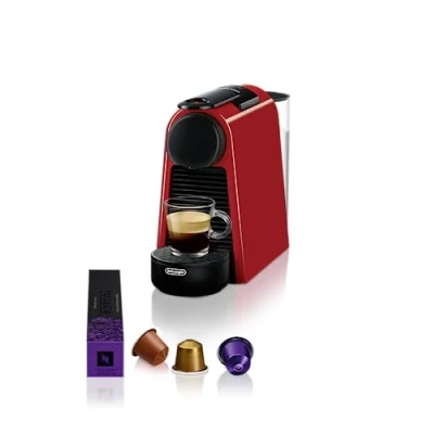 Imagen de Cafetera de cápsulas Nespresso® De&#039;Longhi Essenza Mini EN85.R, 1150 W, 19 bar, 0.6 l, Calentamiento 26 s, Apagado automático, Rojo