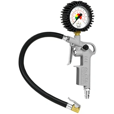 Imagen de GAV Inflador Ruedas Coche en Aluminio con Manometro Presion Neumaticos Profesional WIKA 63mm para Compresor Aire 60D Standard
