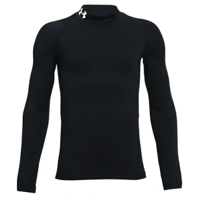 Imagen de Under Armour CG Mock LS Manga Larga para niño con tecnología antiolor, Camiseta térmica de Invierno ultracálida Cuello Polo, Negro/Blanco, XL Niños