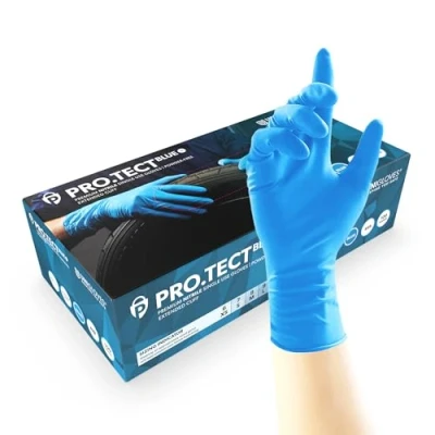 Imagen de UNIGLOVES PRO.TECT guantes desechables de nitrilo azul, puño extendido, nitrilo, talla XL