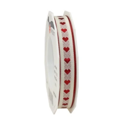 Imagen de Präsent Cinta Estampada, Satén, Blanco, 15 mm Width, 20 m Length