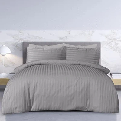 Imagen de Sleepdown Juego de Funda edredón (250 Hilos), diseño Rayas satén, Suave, Calidad Hotel, polialgodón, 1 pieza.
