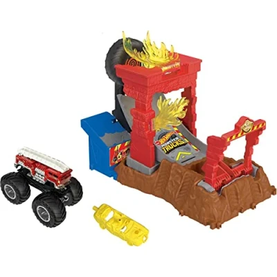Imagen de Hot Wheels Monster Trucks Arena World Reto de destrucción 5 Alarm Pista para Coches Juguete, +3 años (Mattel HNB90)