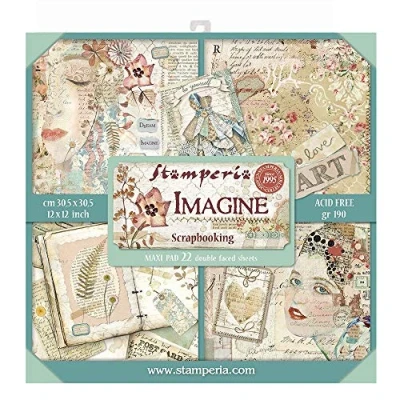 Imagen de STAMPERIA SBBXL04 Imagine Bloc de Papel (22 Hojas, 30,5 x cm, Doble Cara), Multicolor, 30.5 (12&quot; 12&quot;)