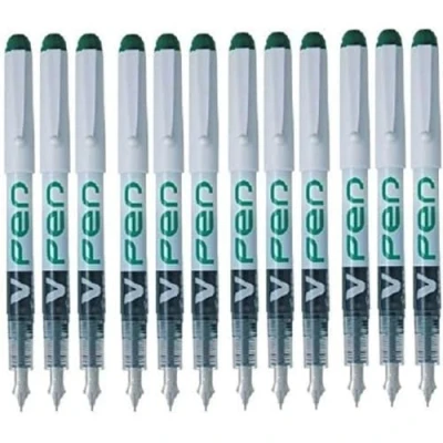 Imagen de Pilot V Pen Pluma estilográfica borrable (12 unidades), color verde