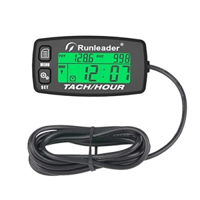 Imagen de Indicador de tacómetro inductivo Alerta RPM Medidor hora del motor Recordatorio mantenimiento la embarcación Contadores horas reiniciables con retroiluminación (black)