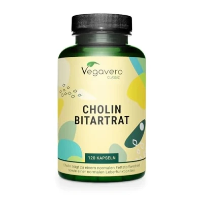 Imagen de Bitartrato de Colina 1400 mg al Día Depuración Hepática Sin Aditivos &amp; Vegano 120 Cápsulas Vegavero®