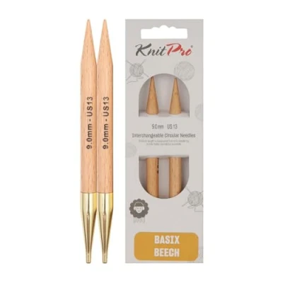 Imagen de KnitPro Basix Agujas de Tejer Circulares Abedul: Intercambiables: Normal: 11,6 cm x 9,00 mm, Madera, Multi Colour