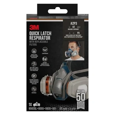 Imagen de 3M Respirador para pintura pulverizada 6502QL, A2P3, 1 set