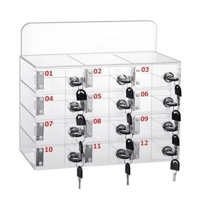 Imagen de LVRUIEDS Almacenamiento Para Teléfono Móvil, Con 12/15/20/25/30/40 Ranuras, Casillero Transparente Móvil Cerradura, Gabinete De Escritorio(12 Sl