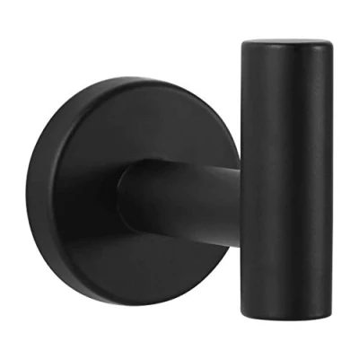 Imagen de Ambrosya Toallero de Acero Inoxidable en Negro Cuarto Baño Soporte Gancho para Toalla Adhesivo Ropa (Acero (Negro))