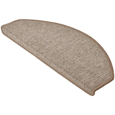 Imagen de Beautissu Set de 15 Unidades Alfombras semicirculares para Escalera 65 x 28 cm Antiguo Arena Perfectamente Ribeteado, Antideslizantes y Adhesivas