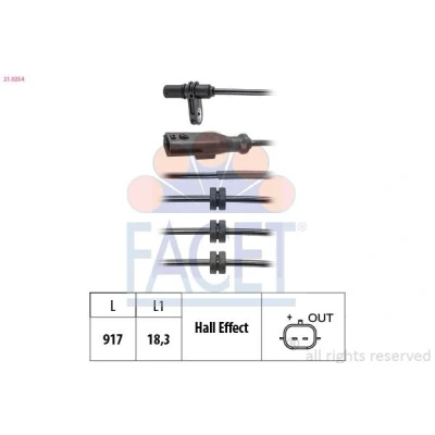 Imagen de FACET 21.0254 Sensor de ABS 917 RENAULT: Clio V Hatchback