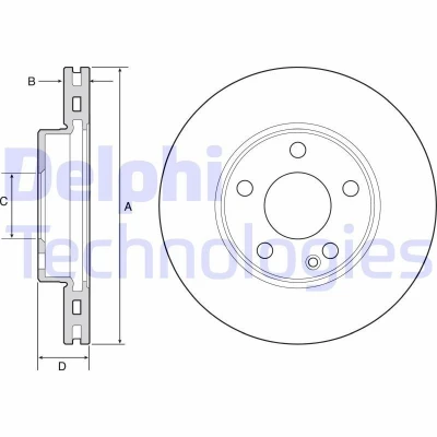 Imagen de DELPHI BG4554C Disco de freno 280 25 5 ventilado revestido sin procesar cojinete rueda, anillo sensor ABS MERCEDES BENZ: Clase A, CLA Coupé