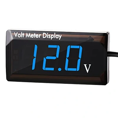 Imagen de DC 12V Voltímetro Digital de Coche Medidor Voltaje Pantalla LED Panel Automóvil 4 28V para Vehículo Motocicleta ATV SUV (Azul)