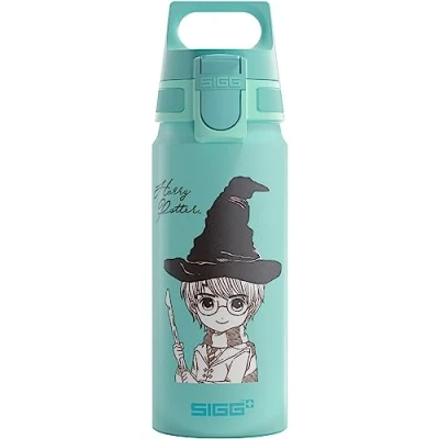 Imagen de SIGG Botella de aluminio para niños WMB ONE Harry Potter apta bebidas carbonatadas a prueba fugas ligera sin BPA Certificado climáticamente neutro Deportes y escuela Turquesa