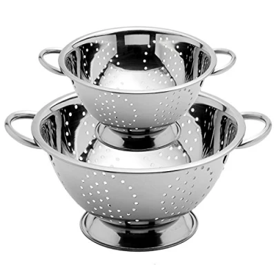 Imagen de Menax 2x Colador de Cocina con Pie Escurridor Acero Inoxidable Verduras Pasta Metal Set 2 18 y 24 centímetros