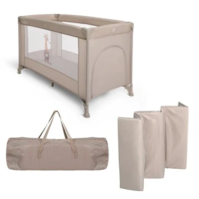 Imagen de Toral Cuna de Viaje Bebe con Colchon Parque 2 en 1, Ideal para Casa y Viaje, Práctico Infantil Jugar Modelo Adventure Beige