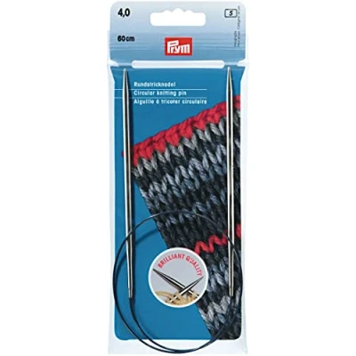 Imagen de Prym Rundstricknadeln MS 60 cm 4,00 mm silberfarbig Agujas Redondas, Latón, Plateado, 4,0