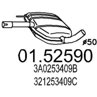 Imagen de MTS 01.52590 Silenciador Intermedio 770 VOLKSWAGEN: Passat B3/B4 Variant, Berlina