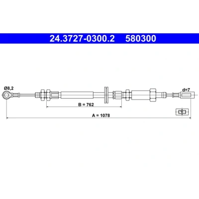 Imagen de ATE 24.3727 0300.2 Cable de Freno Mano 1078 FIAT: Ducato II Bus, Furgón, Camión plataforma/Chasis, PEUGEOT: Boxer Furgón