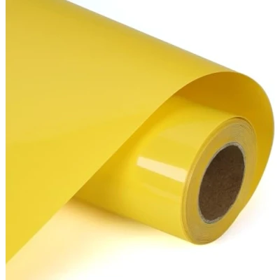 Imagen de HIKENRI Rollo de vinilo transferencia calor amarillo 30,5 x 305 cm, autoadhesivo amarillo, adhesivo para planchar, proyectos impresión camisetas