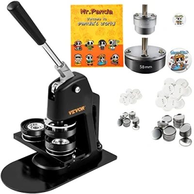 Imagen de VEVOR Máquina para Hacer Botones de 25 mm y 58 Prensa Chapas con 500 Kits Libro Mágico Cortador Círculos Aluminio ABS Kit Personalización