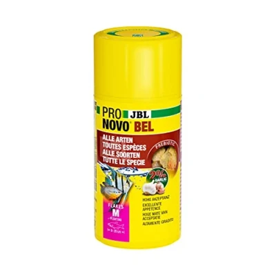 Imagen de JBL PRONOVO BEL Flakes, alimento básico para Todos los Peces de Acuario 8 20 cm, Copos Peces, Talla M, 100 ml
