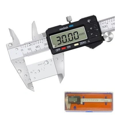 Imagen de Calibre Digital, Vernier Pie de Rey Clásico 150 mm / 6 Pulgadas Inoxitable Paquimetro Profesional Calibrador con Pantalla LCD Grande para Mediciones Externas, Internas, Profundidad y Paso