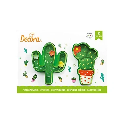 Imagen de Decora 0255072 Kit 2 CORTADORES DE PLÁSTICO Cactus 9 X H 2,2 CM, Verde, Variados
