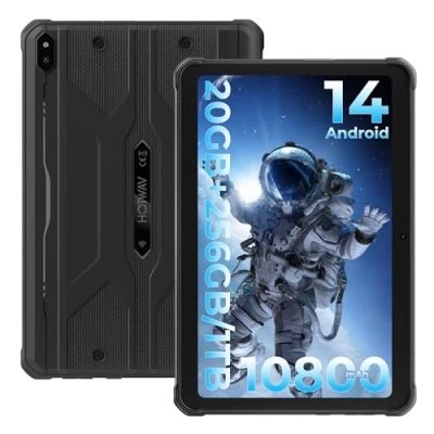 Imagen de HOTWAV R10 Pro Tablet Rugerizada(2025) 10.1Pulgadas HD+ Resistente Android 14, 20+256GB/1T TF Octa Core Rugged Tablests, Batería 10800mAh, 13MP+5MP, Dual SIMWiFi 5GFace IDGPSOTGIP68&amp;IP69K