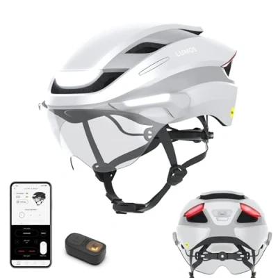 Imagen de Lumos Ultra E Bike Casco inteligente Certificado NTA 8667 Luces LED delanteras y traseras Protector facial retráctil Controlado por aplicación Bicicleta eléctrica, scooter, ciclismo,