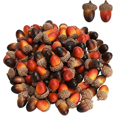 Imagen de Fayemint 100 Piezas Mini Bellotas Artificiales, Artificiales con Gorro de Bellota Natural, Simulación 2 Colores, Manualidades, Bodas, Decoración del Hogar