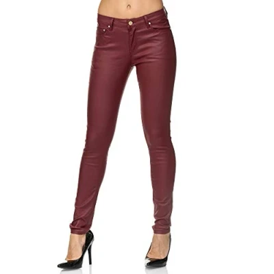 Imagen de Elara Pantalones Mujer Polipiel Push Up Chunkyrayan E621 2 Red 50 (5XL)