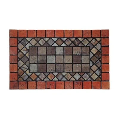 Imagen de Nicoman Elegante tapete de Barrera para Azulejos ecológicos, Antideslizante, Puerta Interior/Exterior, Rectangular (75 x 44 cm), Borde Rojo