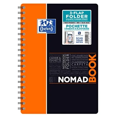 Imagen de Oxford 400100861 Nomadbook Cuaderno espiral estudiantes 17,6 x 25 cm camisa integrada 160 páginas cuadriculado 5 Polypro colores aleatorios