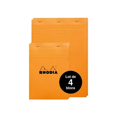 Imagen de Rhodia Bloque grapado 80 g, hojas, número 18, color naranja