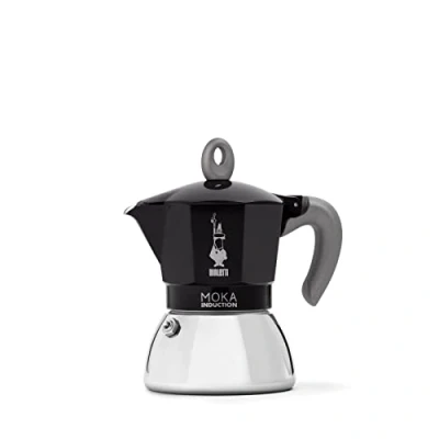 Imagen de Bialetti Moka induction, olla para moka, adecuada todo tipo de cocinas, 4 tazas espresso (150 ml), negra