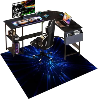 Imagen de Alfombra Silla Gaming Antideslizante 130 x 160 cm, Protector Suelo Ruedas, Alfombrilla de Protección para Suelos Duros, Tapete Suelo, Oficina