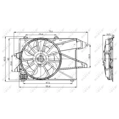 Imagen de NRF 47004 Ventilador de radiador 385 12 250 con bastidor (armazón), resistencia carga FORD: MONDEO 3, 2, 3 Stufenheck