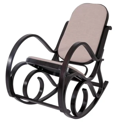 Imagen de Homy Mecedora Silla de madera M41 en color roble, tela beige