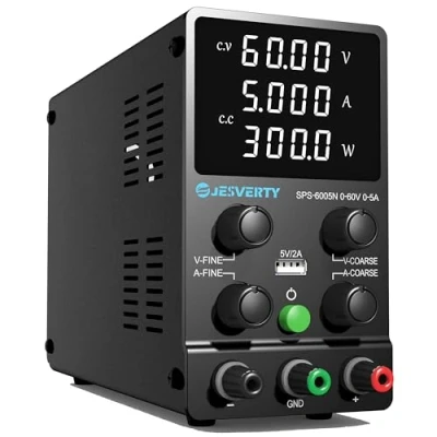 Imagen de Fuente de Alimentación Regulable 60V 5A DC Fuentes Laboratorio Alimentacion Banco Ajustable Pantalla LED 4 Dígitos Jesverty SPS 6005N