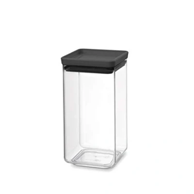 Imagen de Brabantia Tasty Más Bote apilable Cuadrado de plástico Transparente, Tapa Gris oscuro, 1.6 L