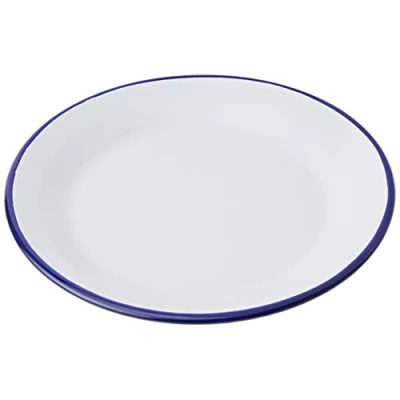 Imagen de Ibili Plato Llano ESMALTADO 28 CMS, Stainless Steel, Blanco y Azul, x 2.5 cm