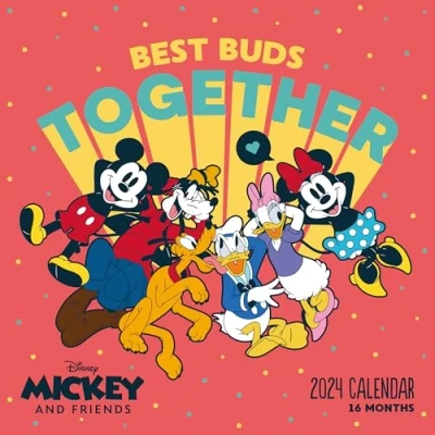 Imagen de Disney Mickey Mouse &amp; Friends calendario 2024 Planificador mensual a vista 30 cm x cm, infantil Producto oficial
