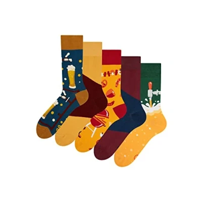 Imagen de Dedoles Calcetines Unisex Hombre Mujer y Niños Algodón muchos diseños divertidos diferente izquierda derecha, color: Multicolor, diseño: Hora de la cerveza (paquete 5), tamaño: 35 38
