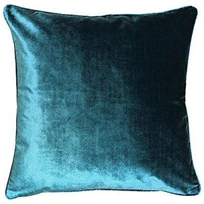 Imagen de Riva Paoletti Luxe Velvet Feather Filled Cushion Teal Blue Soft Feel Fabric Reversible Hidden Zip Closure Machine Washable 100% Polyester Case 55 x 55cm (22&quot; 22&quot; inches)
